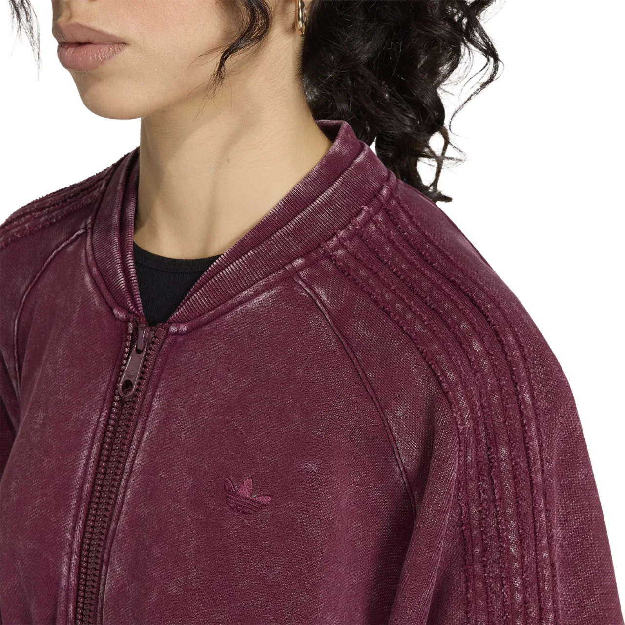 Женская куртка Double Layered Cropped Track Top Adidas, цвет Maroon — фото 3