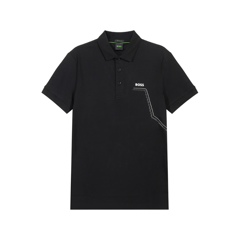 

Футболка поло с коротким рукавом и принтом логотипа Boss HUGO BOSS, черная
