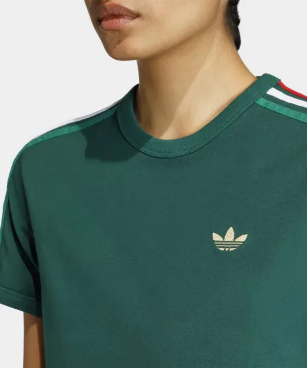 Футболка с 3 полосками Adidas, темно-зеленая — фото 3