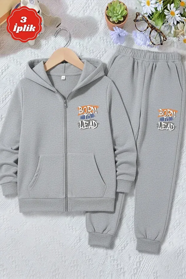 Детский для мальчиков комплект спортивного костюма Born To Lead Fyk Kids, Gray
