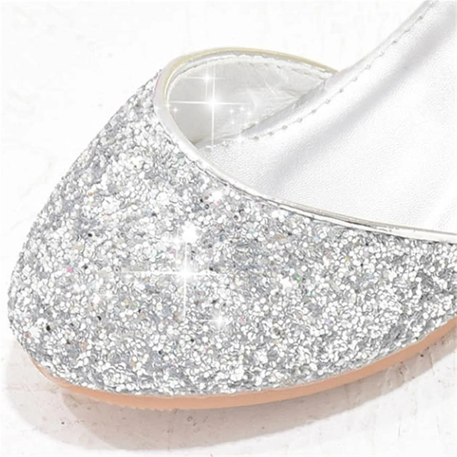 Детские туфли для девочек с блестками и стразами Mary Jane SHOPESSA, Silver — фото 4