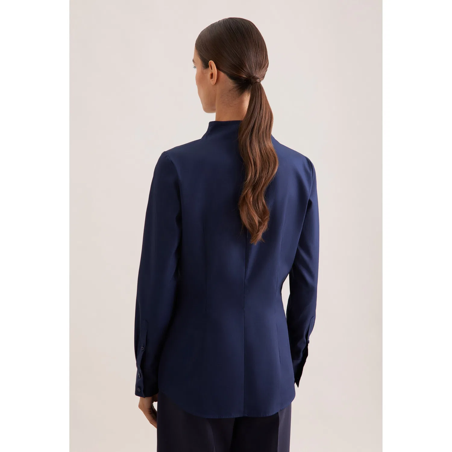 Женская классическая блузка с длинным рукавом slim fit Seidensticker, Dark Blue — фото 2
