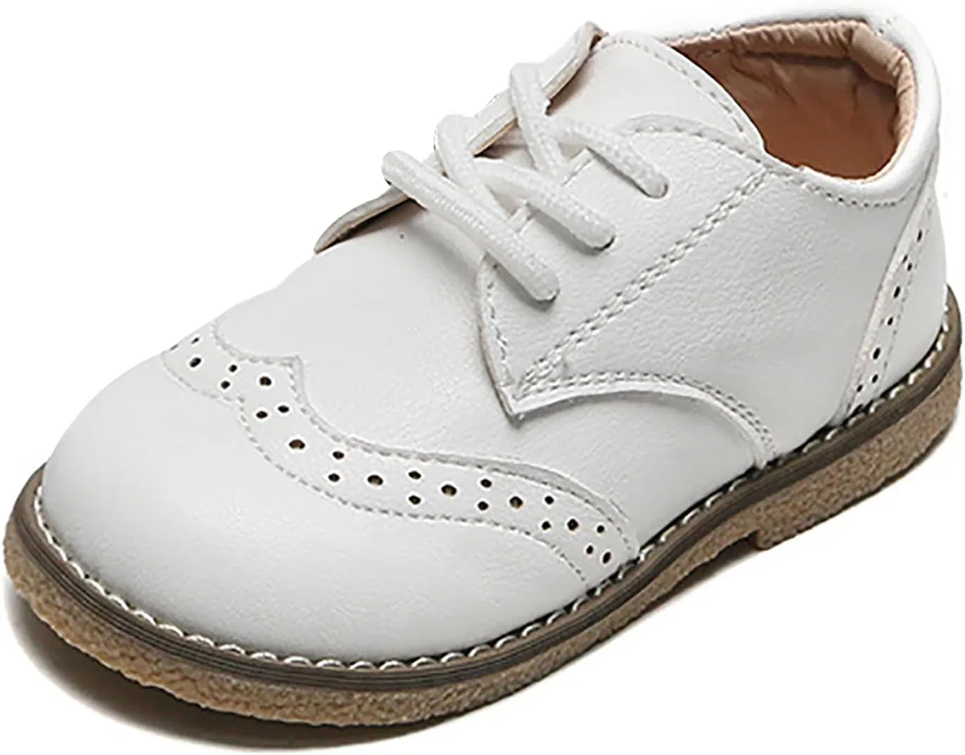 Детские оксфорды на шнуровке с мягкой кожаной подошвой YOUNIFIZ, White