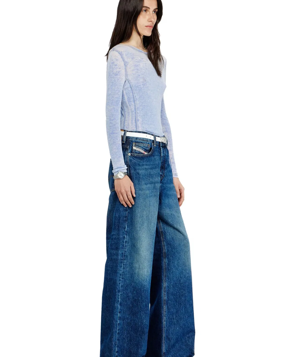 Женские джинсы-клеш средней посадки Diesel, Azul Denim — фото 4