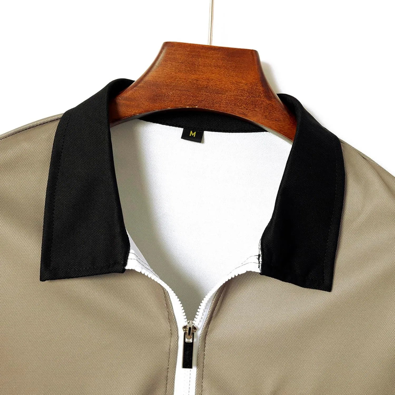 Мужская спортивная футболка с градиентом и воротником-поло Generic, Khaki — фото 2