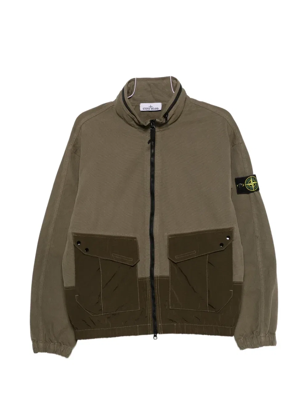 Куртка с нашивкой-логотипом из нескольких материалов Stone Island, зеленый