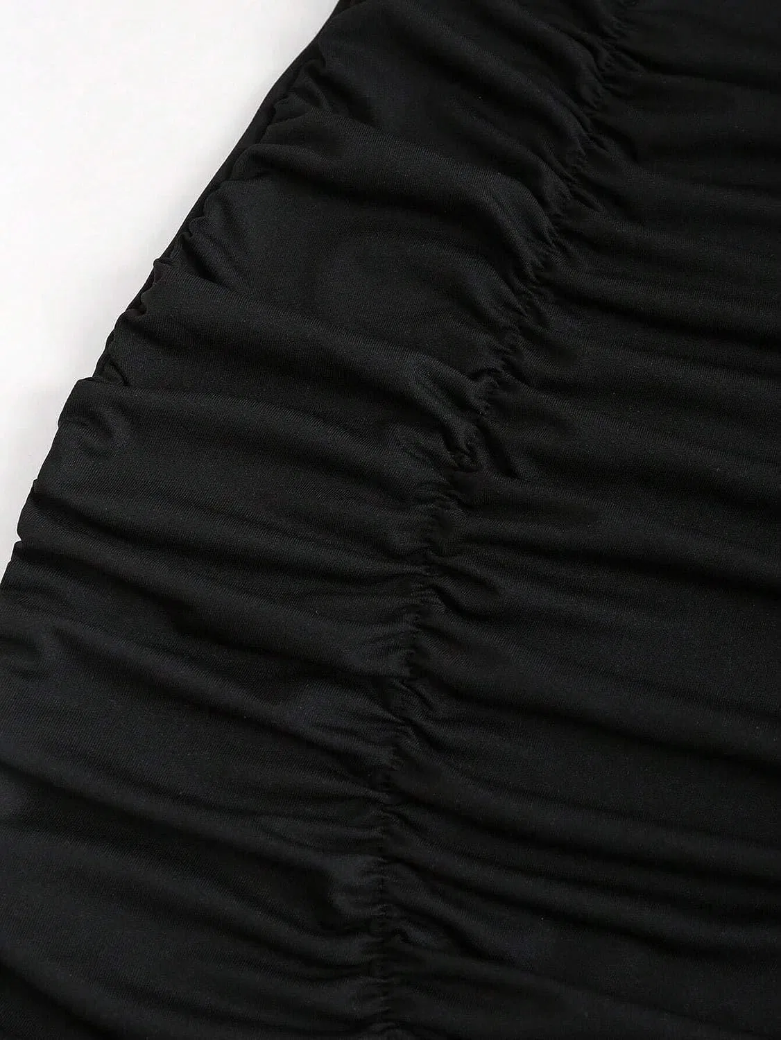 Женское повседневное приталенное платье с драпировкой, Black — фото 4