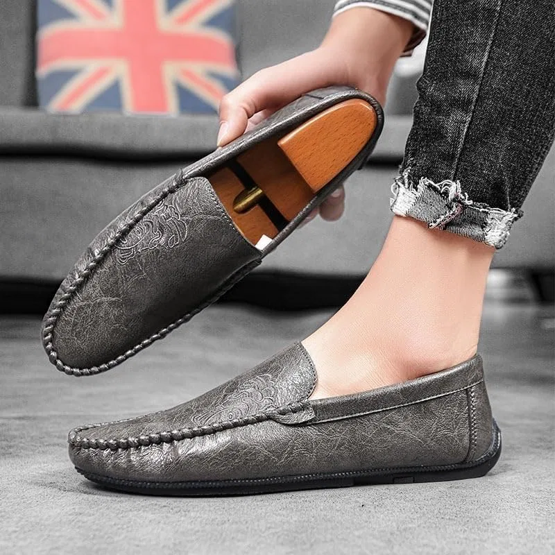 Лоферы мужские, повседневные, без бренда, модель Men Luxury Fashion Loafers, серый UOPYNE — фото 2