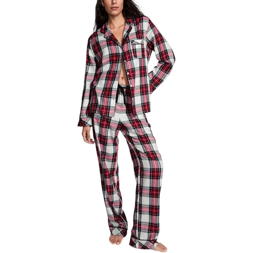 Женский комплект пижамы с принтом Victoria's Secret, Set (Red Black White Plaid) — фото 3