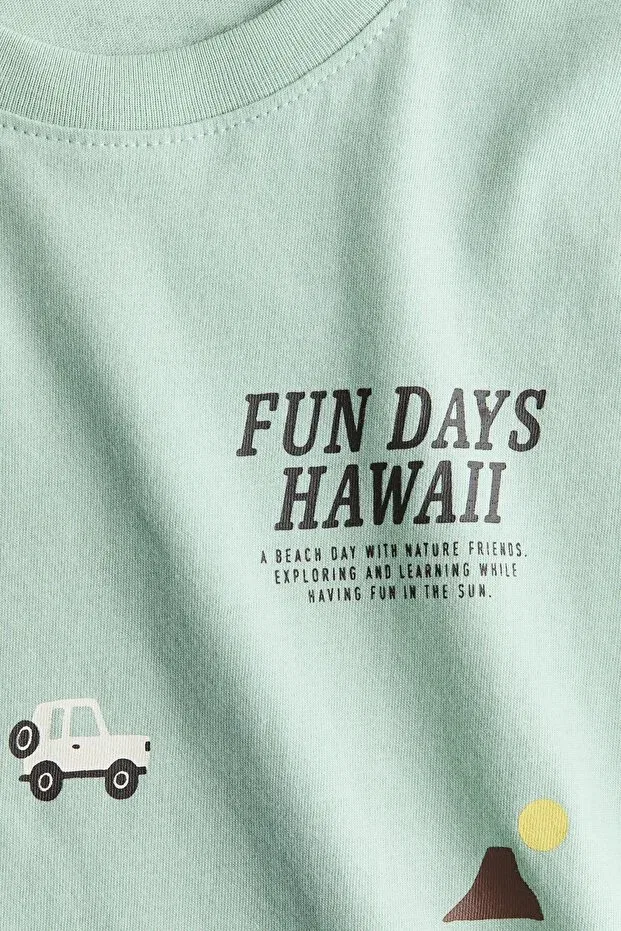 Детская футболка с принтом Fun Days H&M, Light Green Fun Days — фото 2