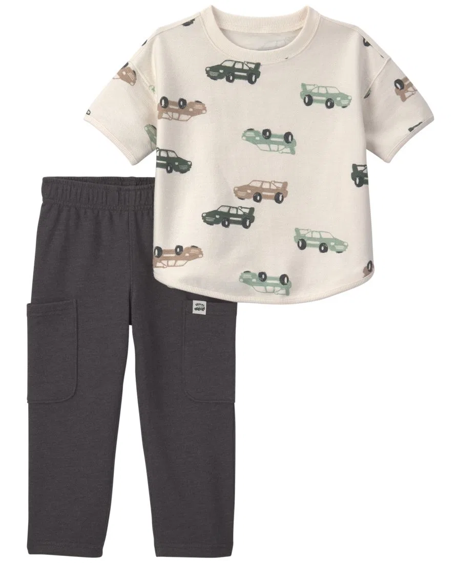 Комплект из футболки и брюк с принтом машинок Carter's, Cream/Gray