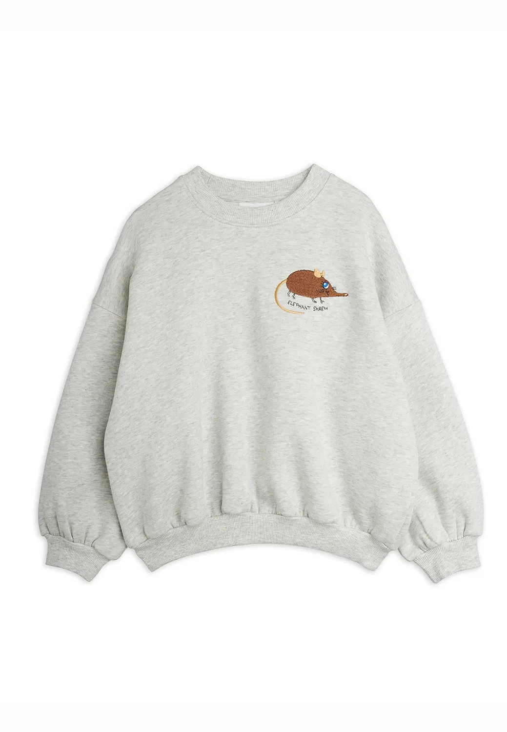 Толстовка унисекс с изображением землеройки и слона Mini Rodini, Grey Melange