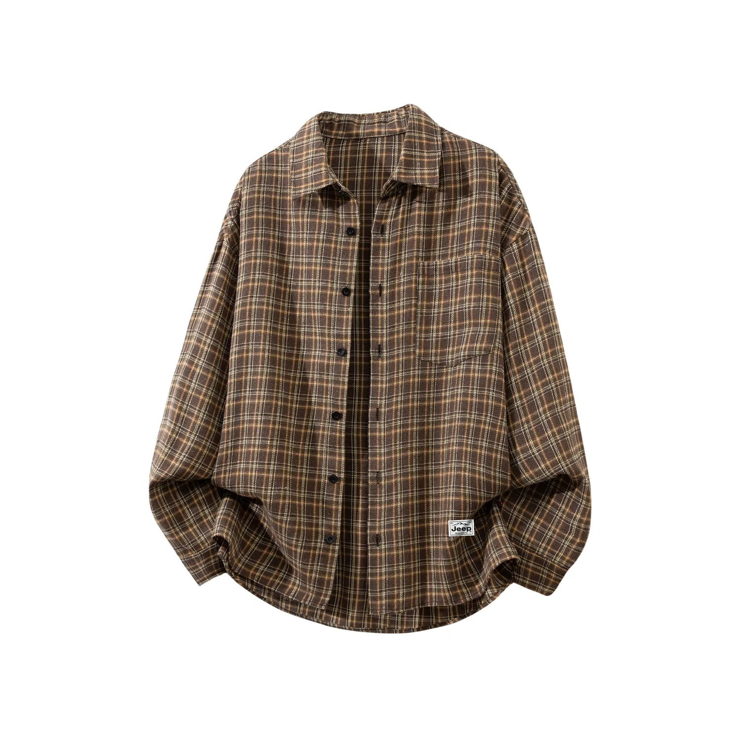 Детская рубашка с принтом Jeep Classic Collection, Coffee Plaid