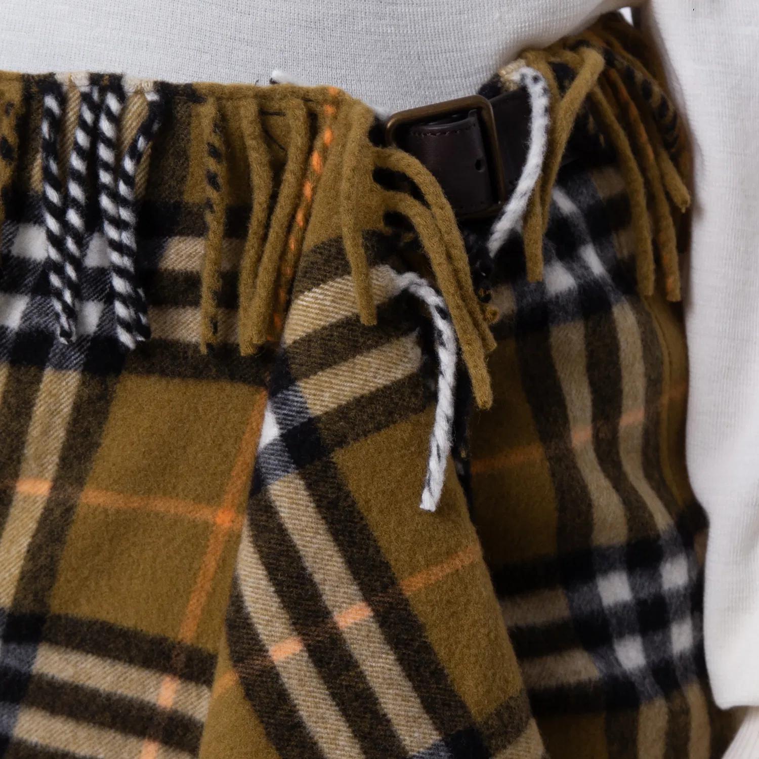 Юбка мини из шерсти и кашемира с бахромой Check Fringed Mini Scarf Skirt Burberry, Oxide — фото 2