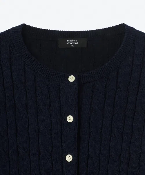 Детский хлопковый кардиган с круглым вырезом MKDWCZX64-NA MUSINSA STANDARD KIDS, Navy — фото 4
