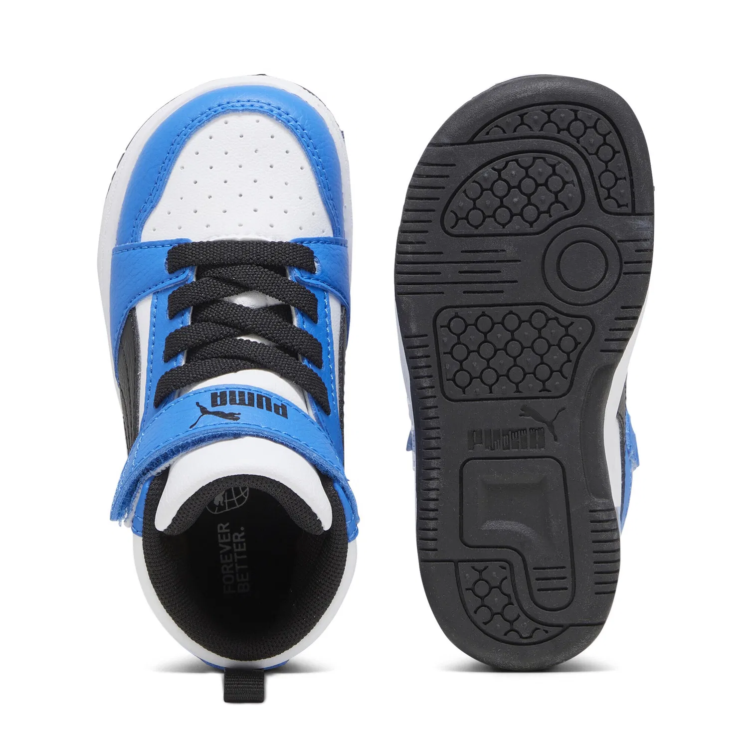 Детские кроссовки ретро PUMA, White Black Racing Blue — фото 4