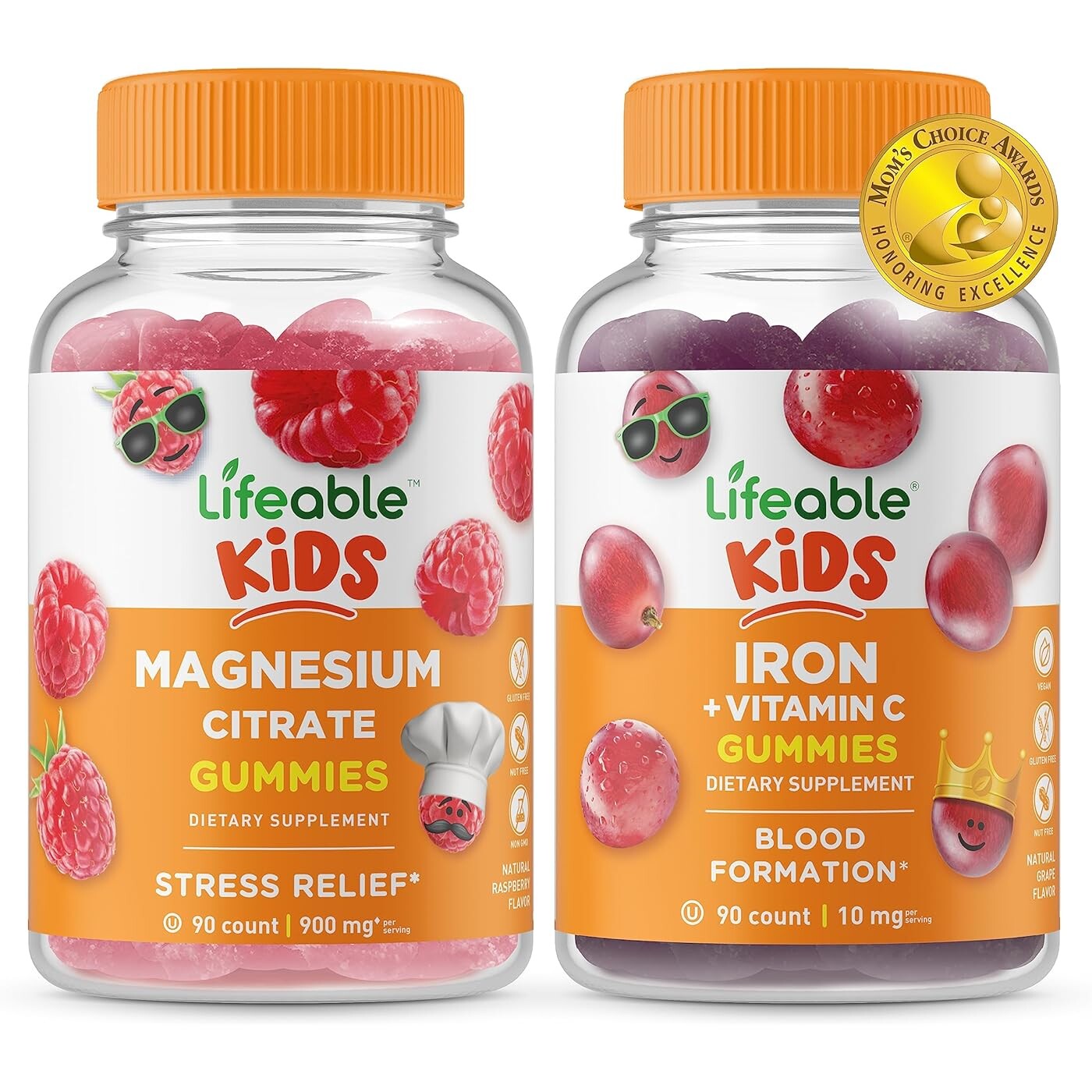 

Набор микроэлементов Lifeable Kids Magnesium + Iron & Vitamin C, 2 предмета, 90 таблеток