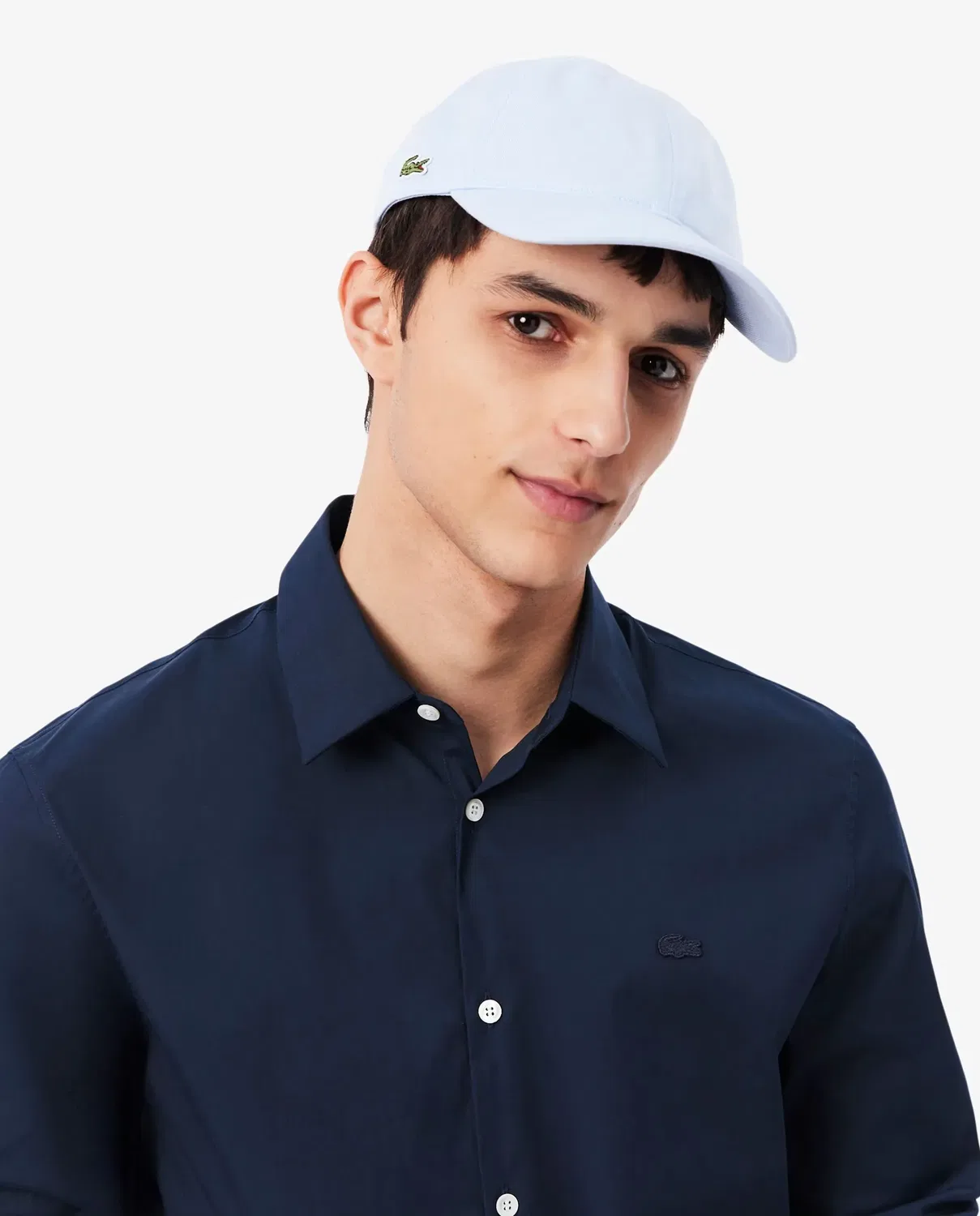 Мужская рубашка Lacoste из эластичного поплина с длинным рукавом, приталенный крой, Blanco — фото 3