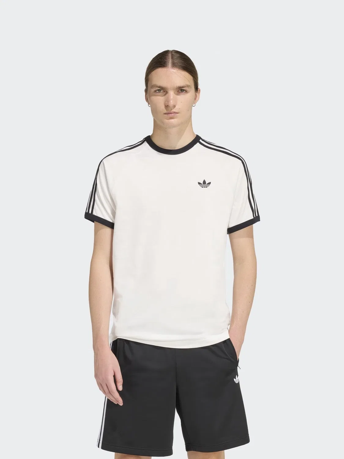 Футболка с 3-полосками adidas Originals, белый/черный