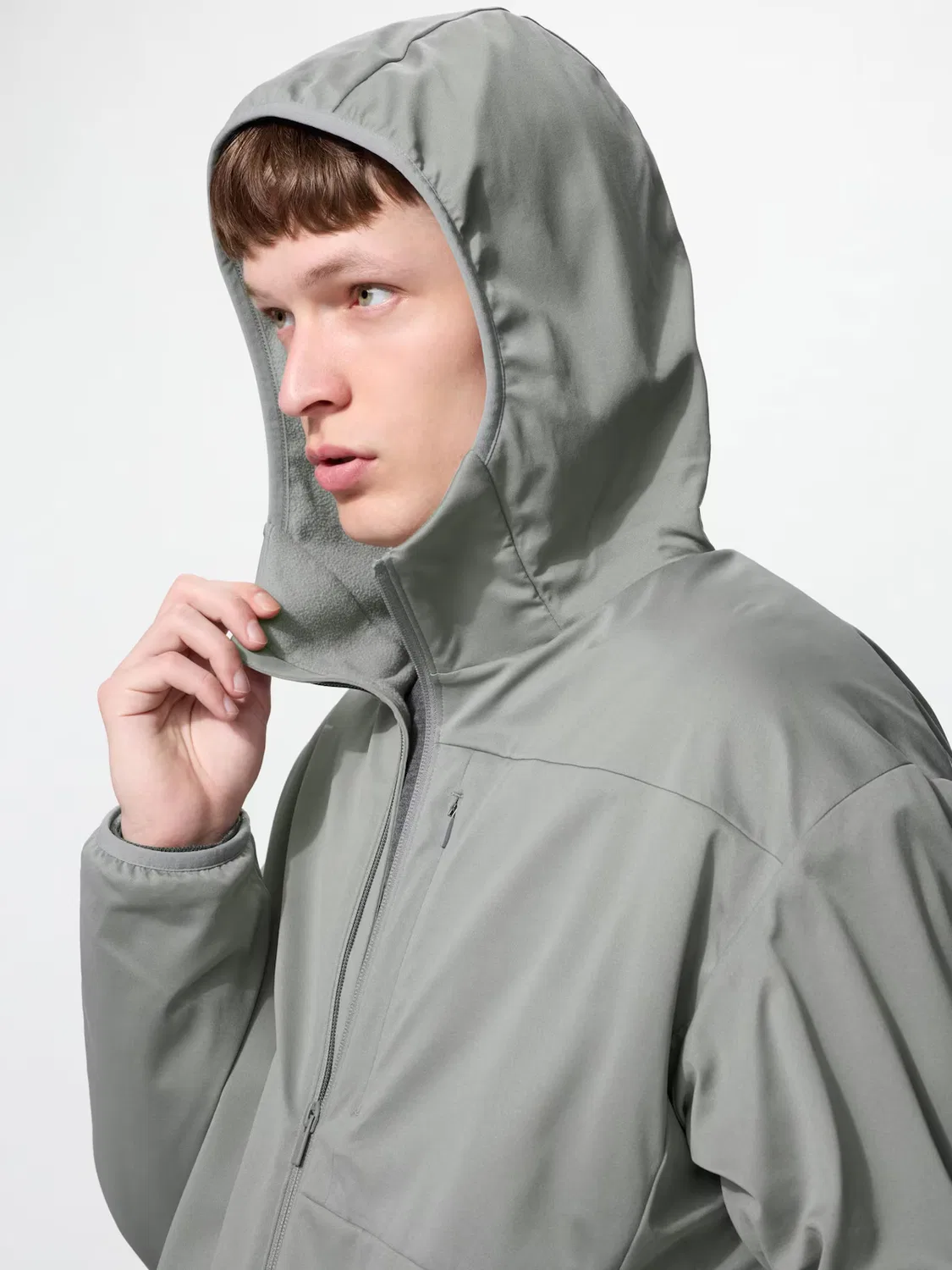 Парка флисовая ветрозащитная Uniqlo, на молнии, темно-синий — фото 3