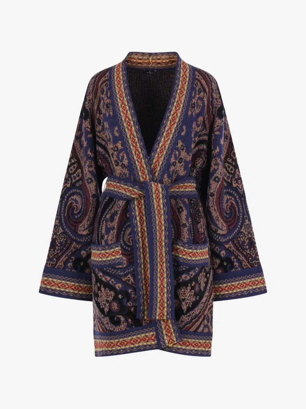 Жакет с поясом и узором пейсли Etro, синий