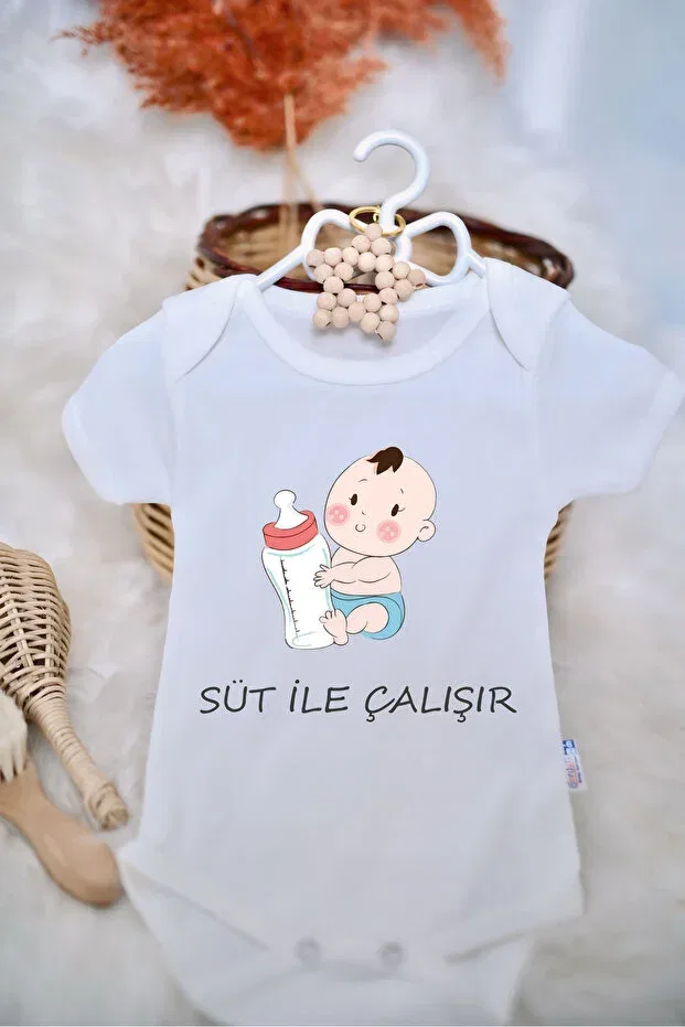 Детское боди для новорожденных хлопковое с принтом Sparkly Baby, White