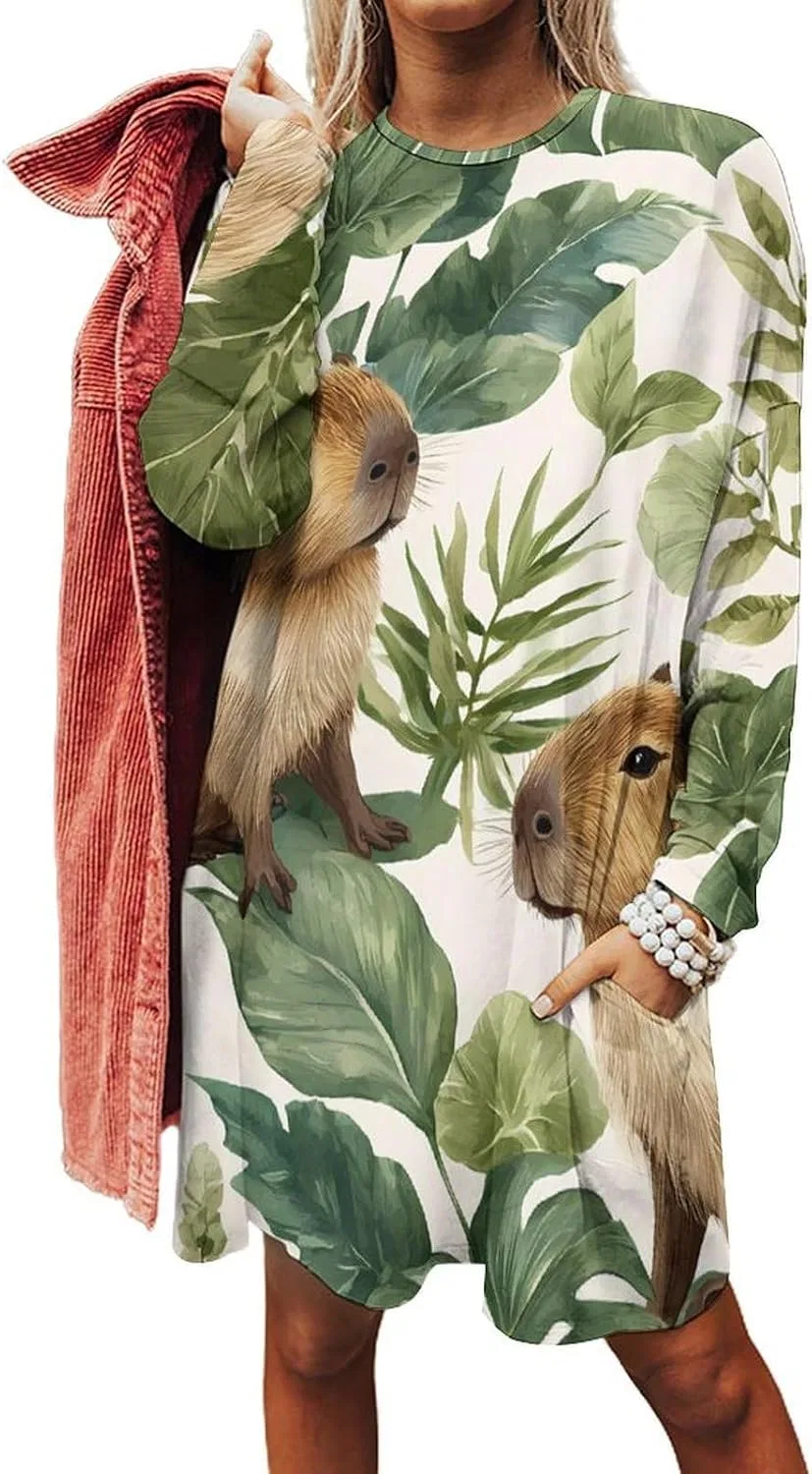 Женское оверсайз платье-свитшот с карманами BCapybara, Style