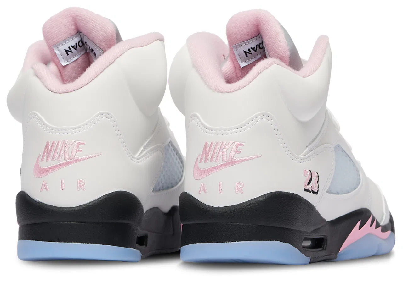 Кроссовки для мальчиков Air 5 Retro OG Jordan, цвет White/Soft Pink/Black — фото 3