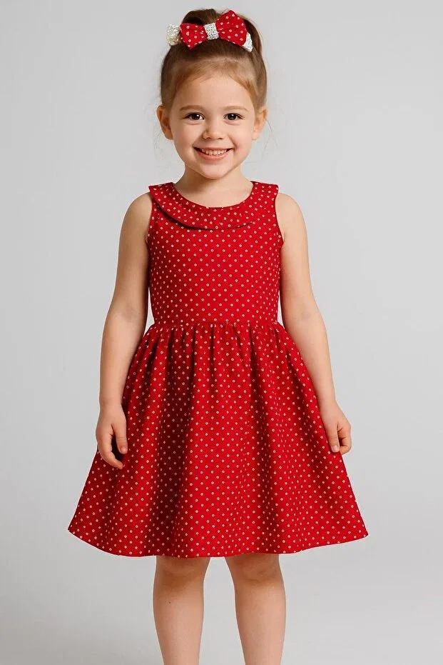 Детское платье для девочек с принтом Polka dot printed girl's dress Tny, Red