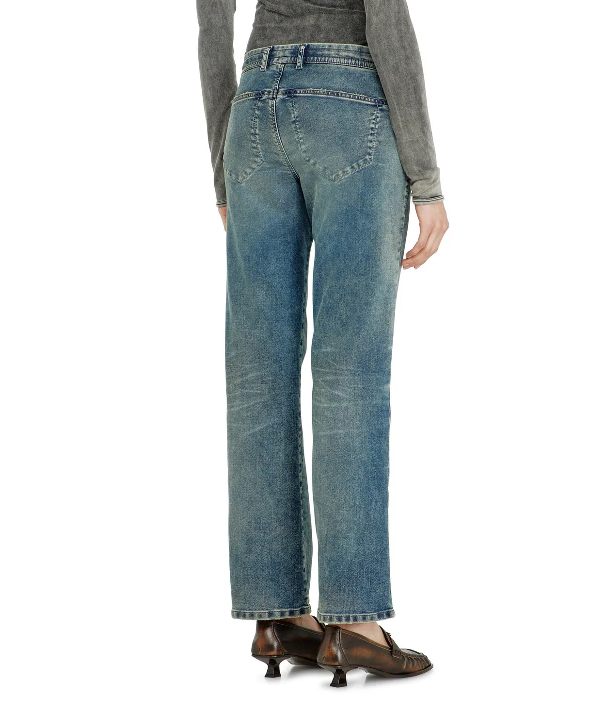 Женские джинсы-клеш с потертостями D-MEEL JOGG DIESEL, Indigo Blue — фото 2