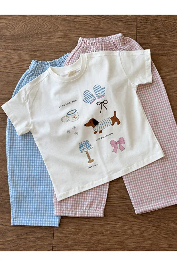 Детская футболка для девочек с принтом Girl'S t-shirt with dog and cup Pufiko Kids, White