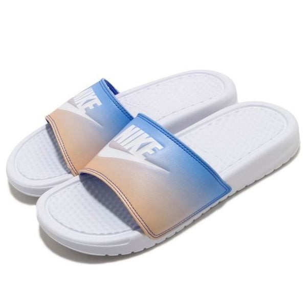 Тапочки benassi jdi print slide 'white hyper royal' Nike, белый — фото 4