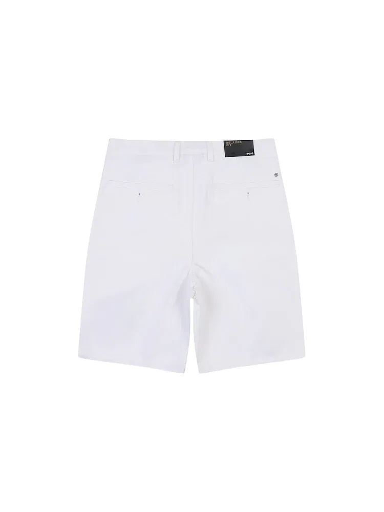 Шорты хлопковые Relaxed Fit BOSS, White — фото 3