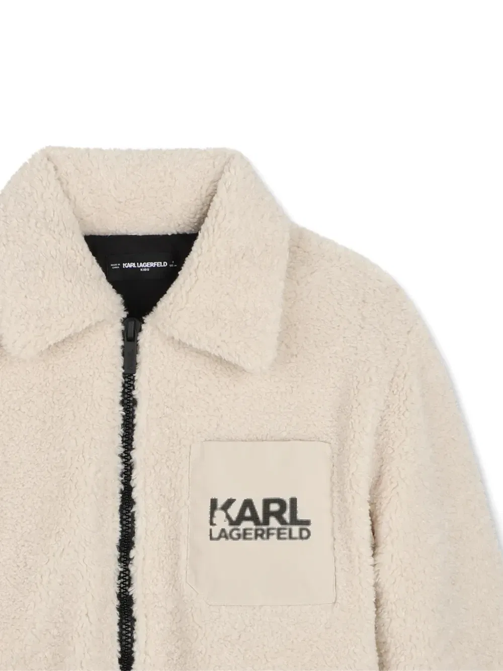Куртка из шерпы с нашивкой-логотипом Karl Lagerfeld Kids, белый — фото 3