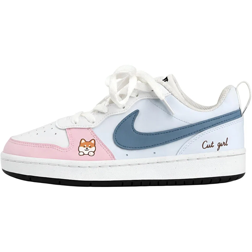 Детские кеды для скейтбординга без застежки Nike Court Borough 2, Cream White/Sea Salt Blue/Shell Pink