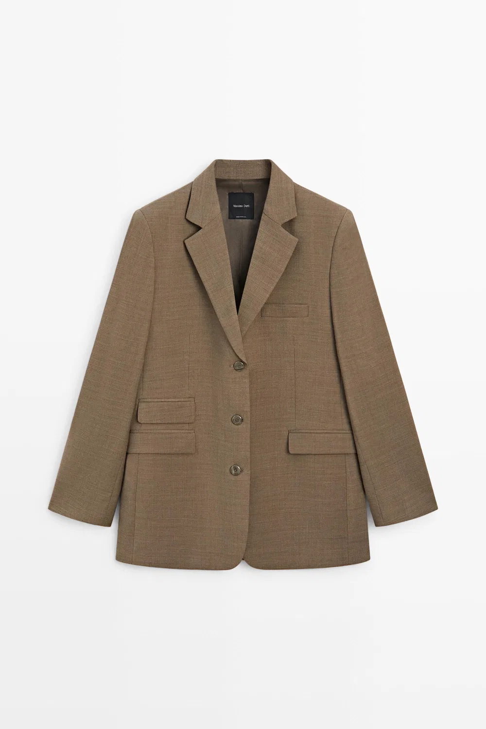 Блейзер Massimo Dutti, из 100% шерсти меланжевого плетения, коричневый — фото 2