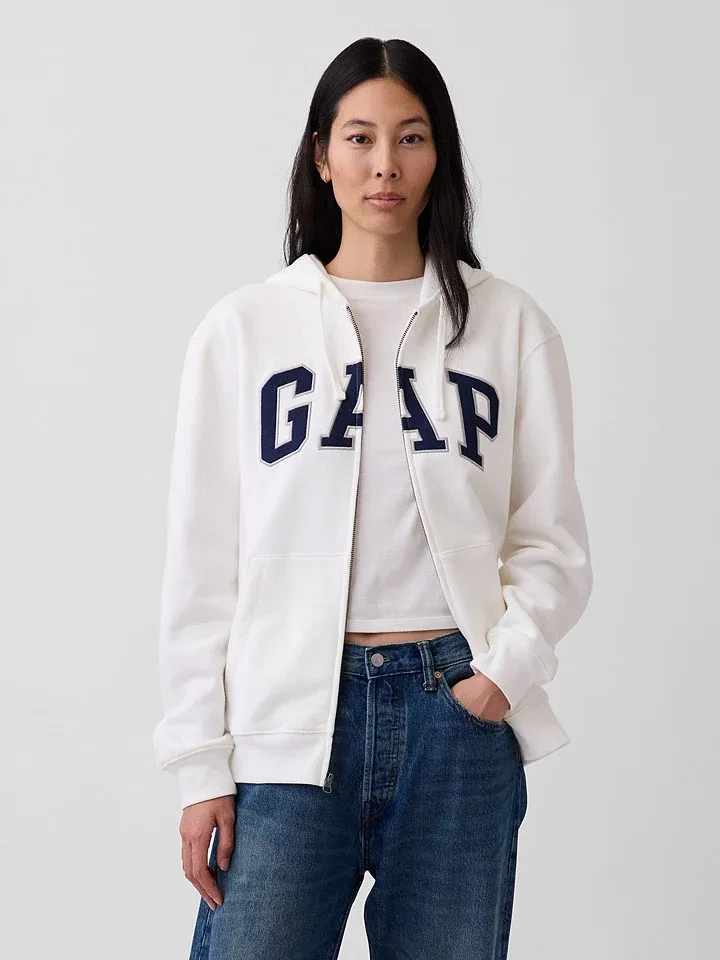 Женская свободная оверсайз толстовка с капюшоном GAP, White — фото 3