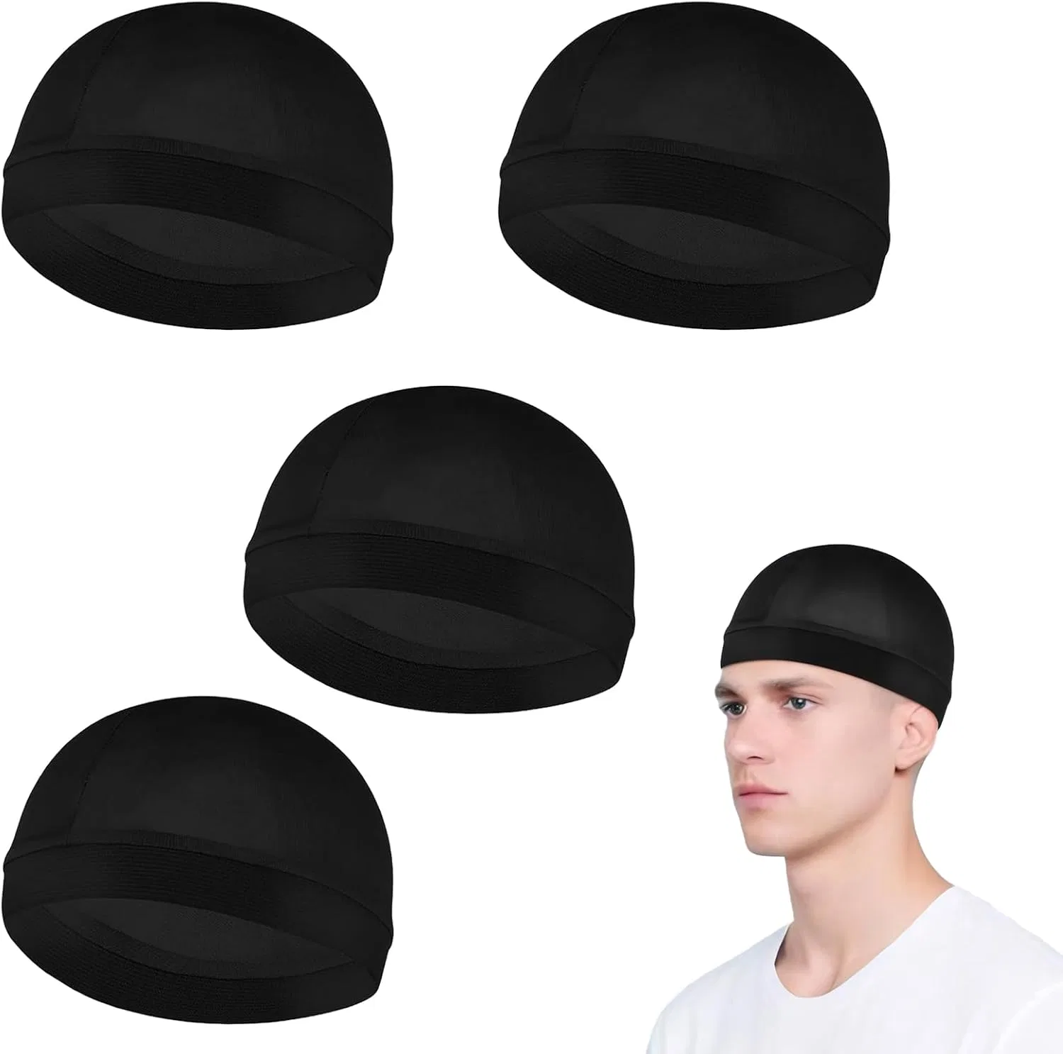 Шапочка для душа Silk Wave, набор 4 шт, ROBOHOOK, Black