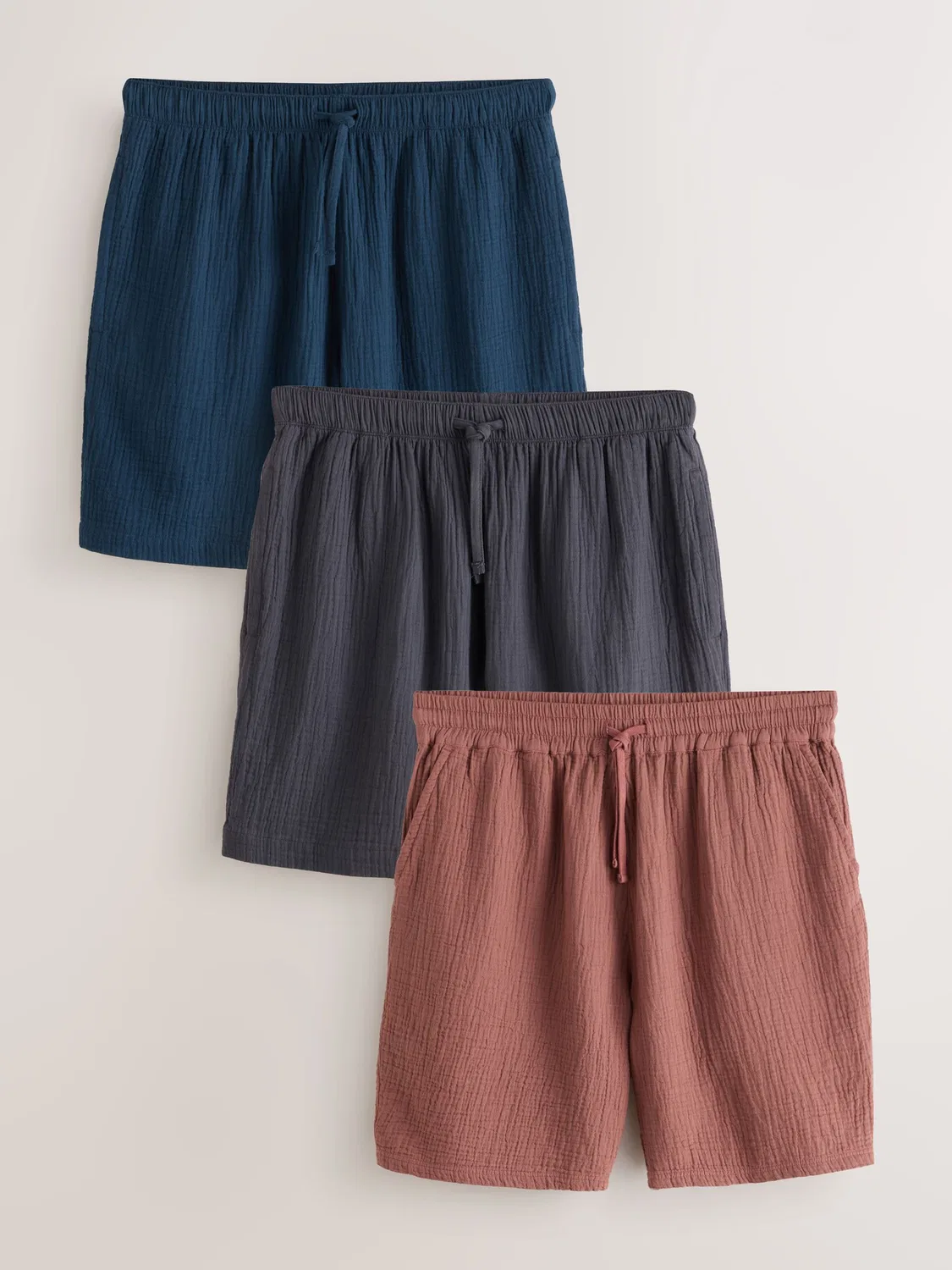 Шорты 3 шт 100% хлопок Next, Navy/Grey/Rust