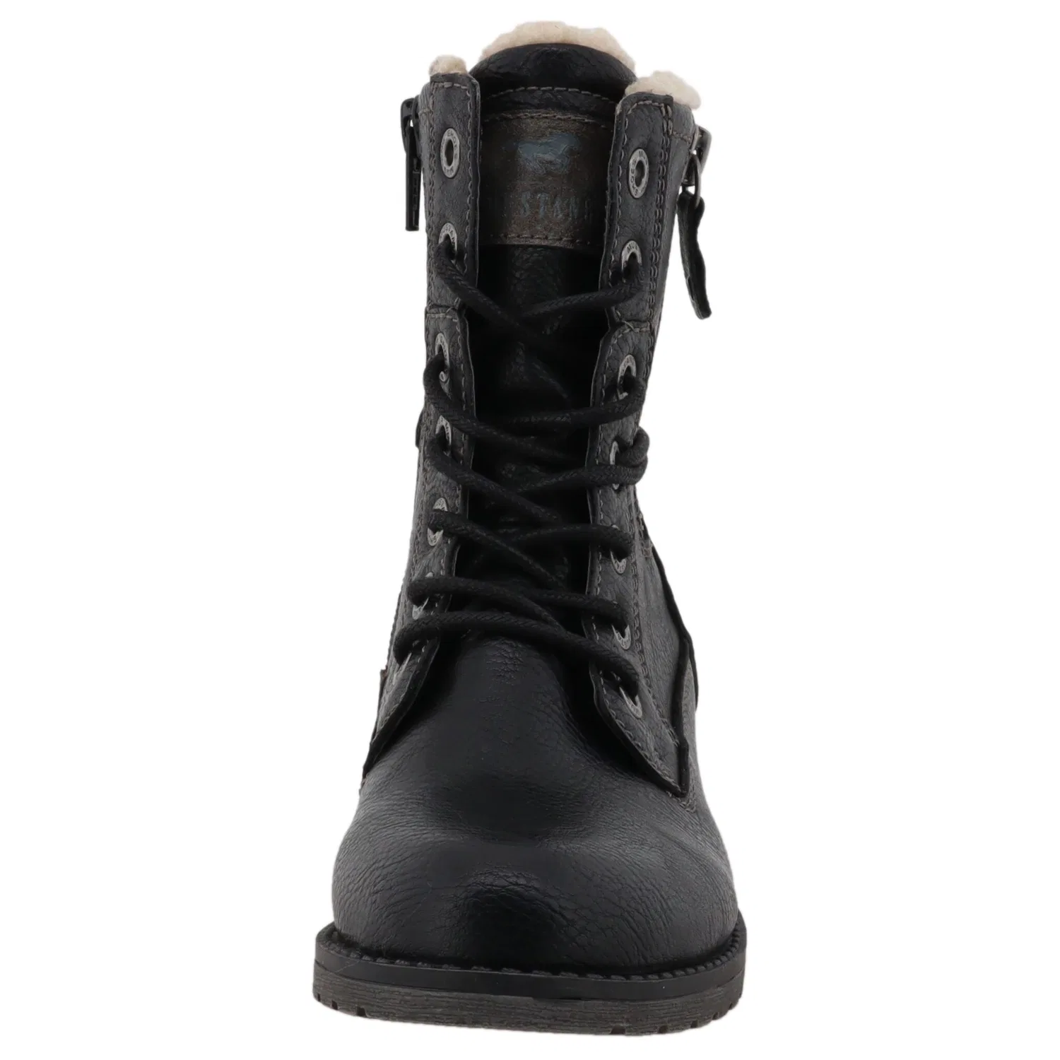 Детские зимние ботинки на шнуровке с мембраной Mustang Shoes, Black — фото 4