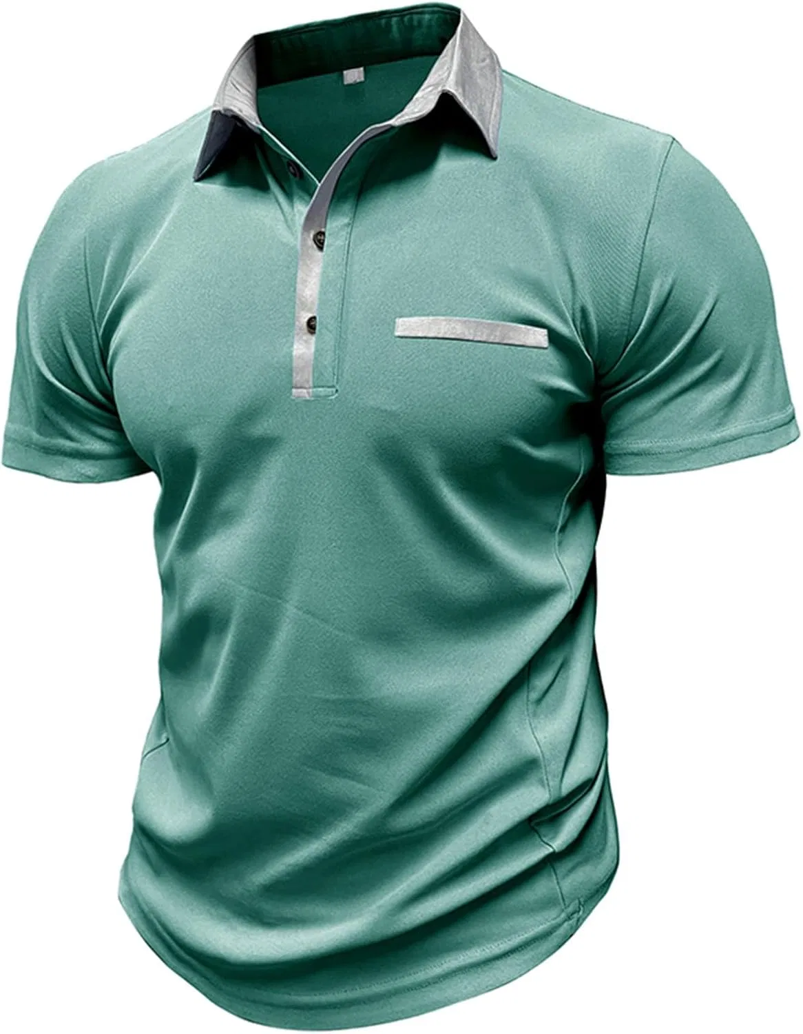 Мужская slim футболка с отложным воротником Golf, Green — фото 3