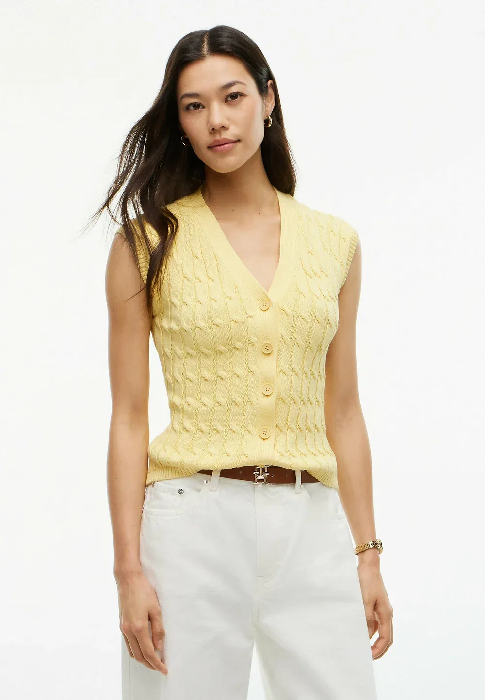Жилет-Кардиган Mid gg с косами - co cable mid gg - waistcoat Tommy Hilfiger, Citronella