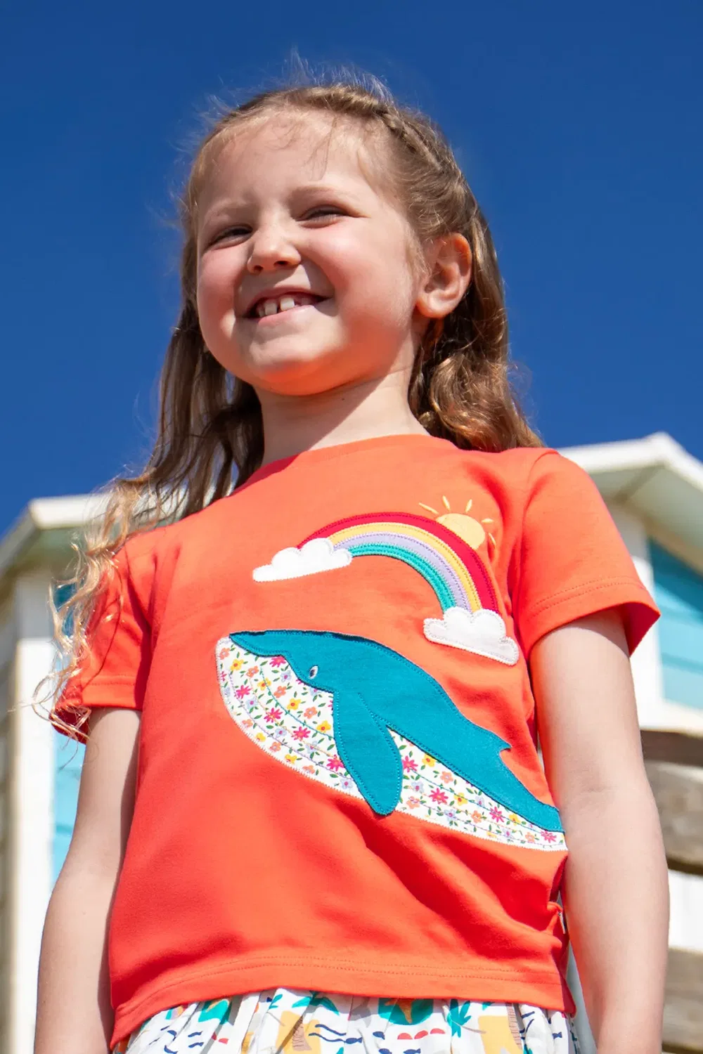 Детская футболка с аппликацией Scout Frugi, Coral — фото 2