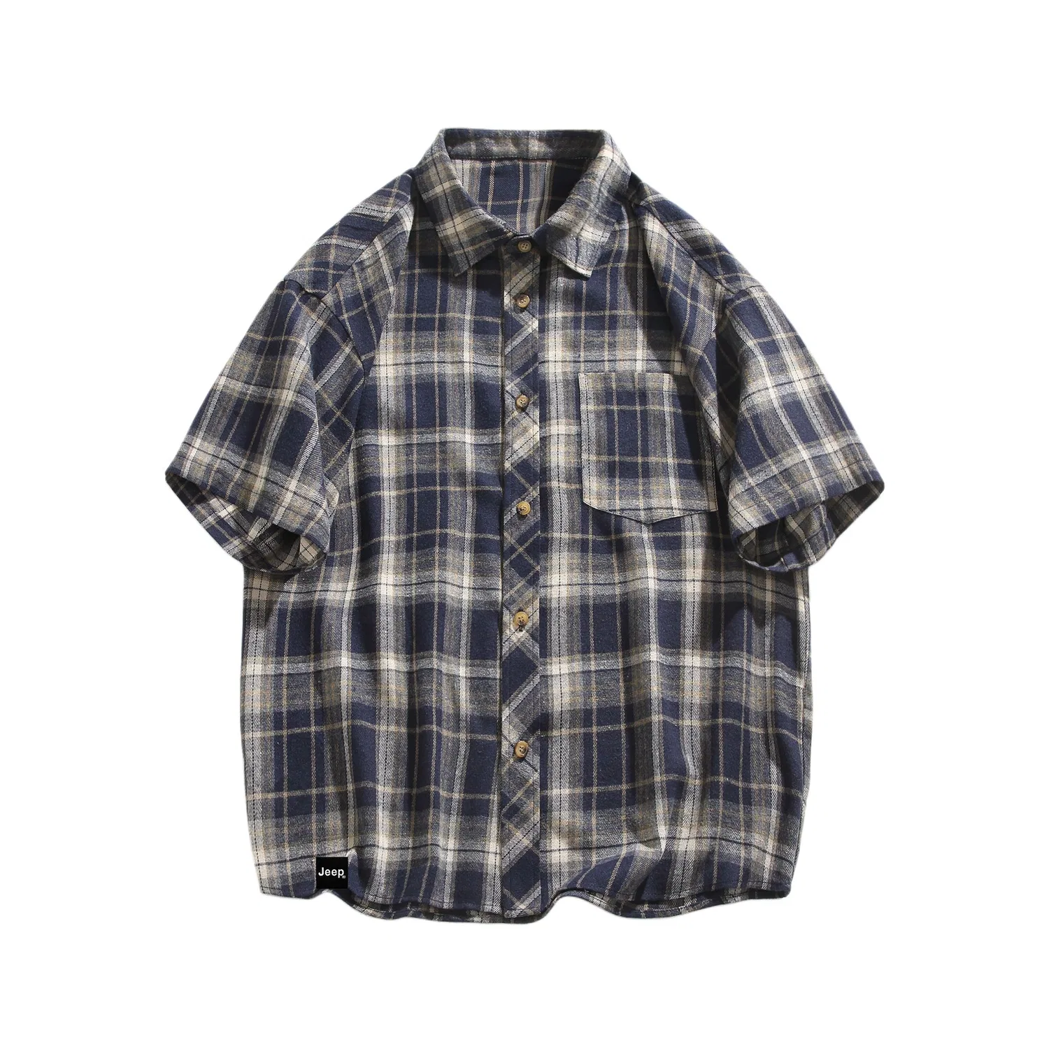 Детская рубашка с воротником, принт в клетку, модель Black Plaid, Jeep, Black Plaid — фото 4