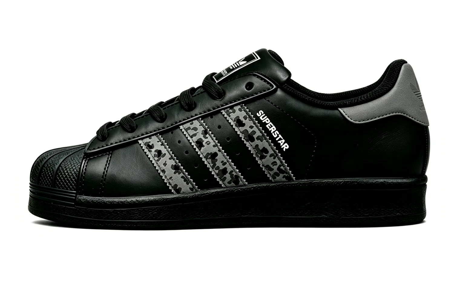 Детские кроссовки Superstar, кожаные, Adidas Originals, Black Gray — фото 3