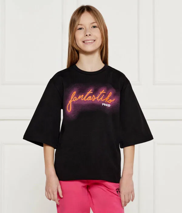 Детская футболка хлопковая T-Shirt Pinko Up, черный