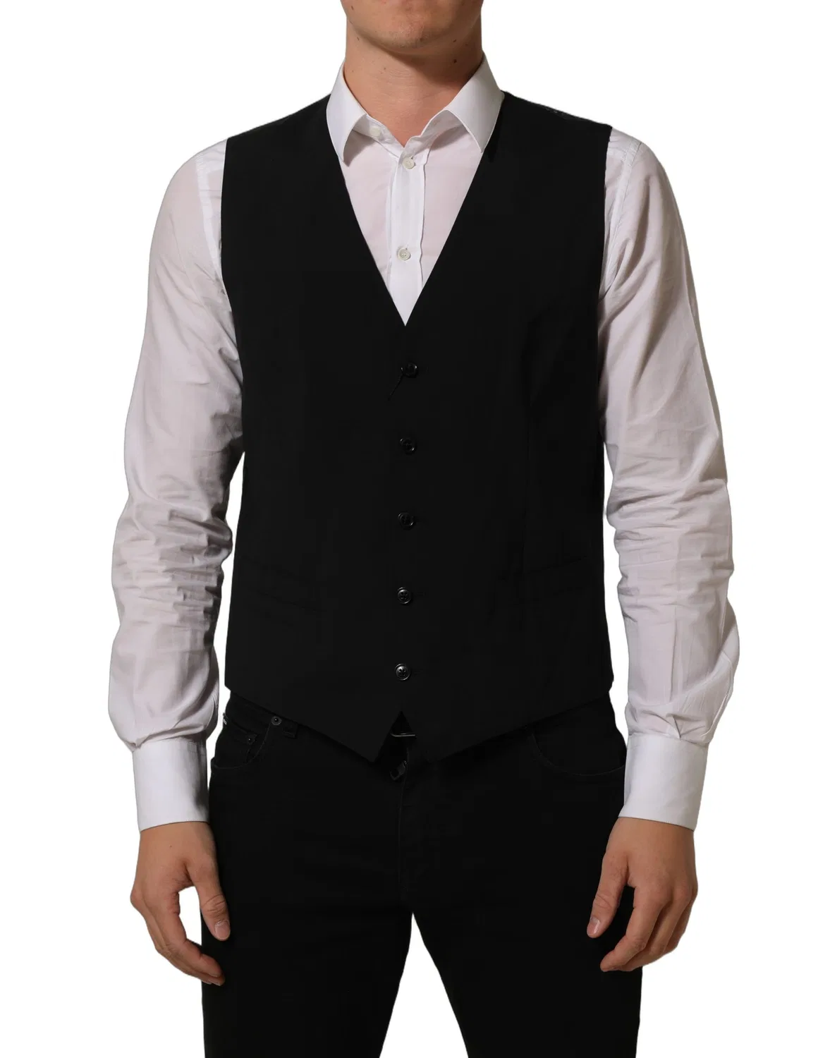 Мужской жилет с застежкой на пуговицы Vest Dolce & Gabbana, Black — фото 4