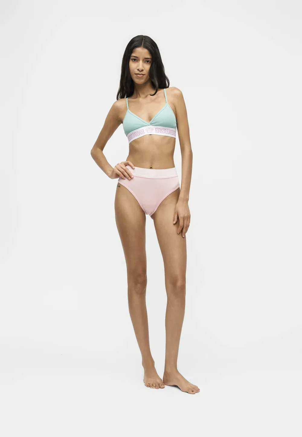 Треугольный бюстгальтер Versace, Sea Green/White/Lilac — фото 2