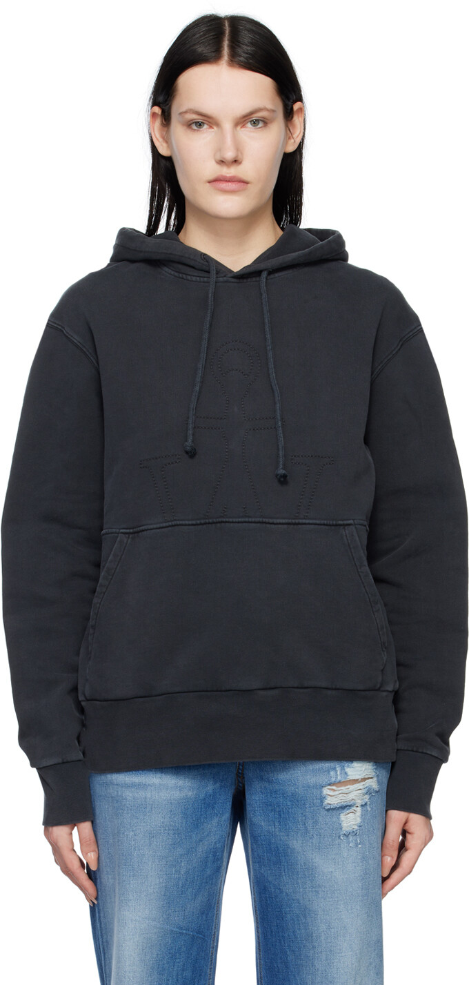 

Черный худи с вышивкой JW Anderson