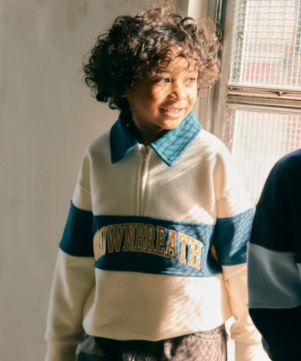 Свитшот Kids half zip up crewneck, Brownbreath Kids, айвори